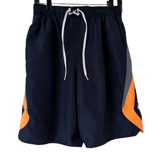 Nike Navy Blue Spell Out Logo Men’s Swim Trunks Size Medium
